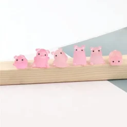 12Pieces Mini Resin Glow Pig Mini Portrait Mini Fairy Garden Landscape Aquarium Decorative Pot Decoration DIY Christmas Birthday Party Clay Amulet (Pink) -Xmas Mart Sales 41bud8oOpkL. AC SL1000