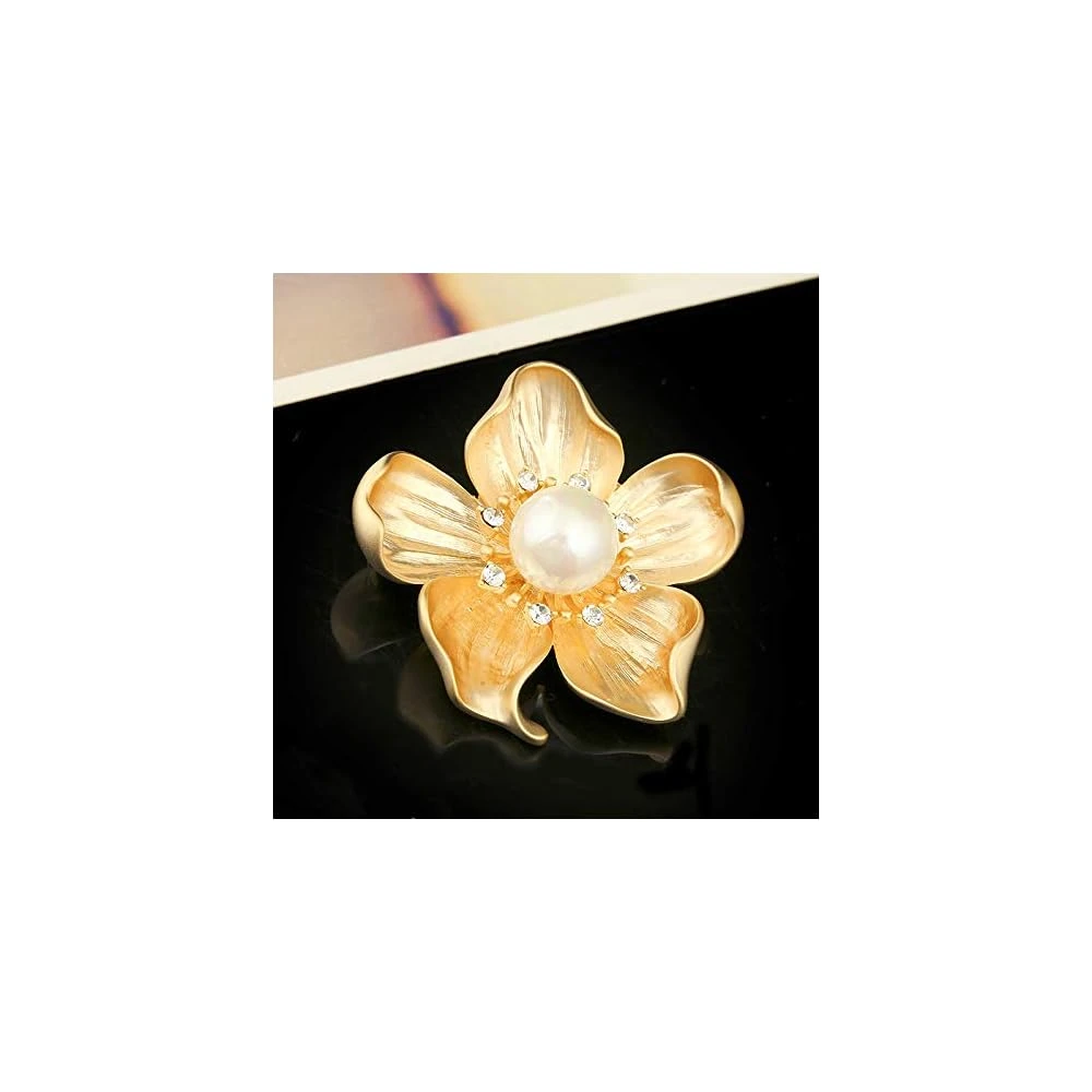 Yellow Flower White Faux Pearl Brooch Pin Layered Flower Lapel Pin Women Girls Dress Suit Cardigan Safty Pin Metal Flower Decor Mother's Day Christmas Gift 5 Yellow Flower White Faux Pearl Brooch Pin Layered Flower Lapel Pin Women Girls Dress Suit Cardigan Safty Pin Metal Flower Decor Mother's Day Christmas Gift - Image 3
