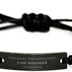 GENERIC Best Case Manager Gifts, This Is What The World's Best Case Manager Looks Like, Funny Birthday Christmas Unique Black Rope Bracelet For Case Manager, Coworkers, Men, Women, Friends