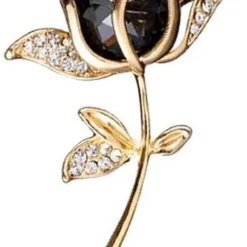 AILUOR Elegant Shining Crystal Rose Flower Brooch Pins, Fancy Beauty Floral Design Brooch Pins For Women Lady Bridal Wedding Corsage Bouquet Jewelry Christmas/Valentine's Gifts