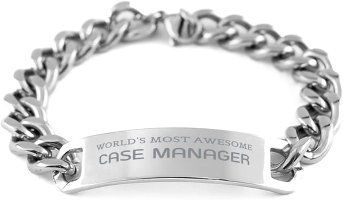 GENERIC Funny Case Manager Gifts, World's Most Awesome Case Manager, Sarcasm Unique Birthday Christmas Cuban Chain Stainless Steel Bracelet For Case Manager, Coworkers, Men, Women, Friends 3 GENERIC Funny Case Manager Gifts, World's Most Awesome Case Manager, Sarcasm Unique Birthday Christmas Cuban Chain Stainless Steel Bracelet For Case Manager, Coworkers, Men, Women, Friends