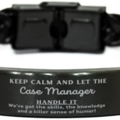 GENERIC Badass Case Manager Gifts, Case Manager Braided Leather Bracelet, Keepsake Gifts For Case Manager, Birthday Christmas Gifts For Coworkers Keep Calm And Let The Case Manager Handle It. We've Got The