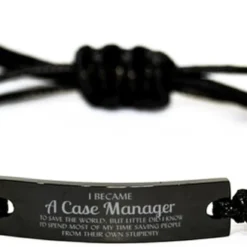 GENERIC Case Manager Black Rope Bracelet Gifts For Case Manager Sarcastic Gifts For Case Manager, Birthday Christmas Gifts For Coworkers I Became Case Manager To Save The World, But Little Did I Know I'd