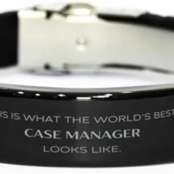 GENERIC Best Case Manager Gifts, This Is What The World's Best Case Manager Looks Like, Funny Birthday Christmas Unique Black Glidelock Clasp Bracelet For Case Manager, Coworkers, Men, Women, Friends