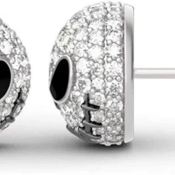 Jeulia Nightmare Earrings Jack Skellington Stud Earrings For Women Men Diamond 925 Sterling Silver Punk Drop Gothic Skeleton Dangle Hoop Black Piercing Earrings Halloween Jewelry Romantic Jewelry Gift For Her Christmas Birthday Gift