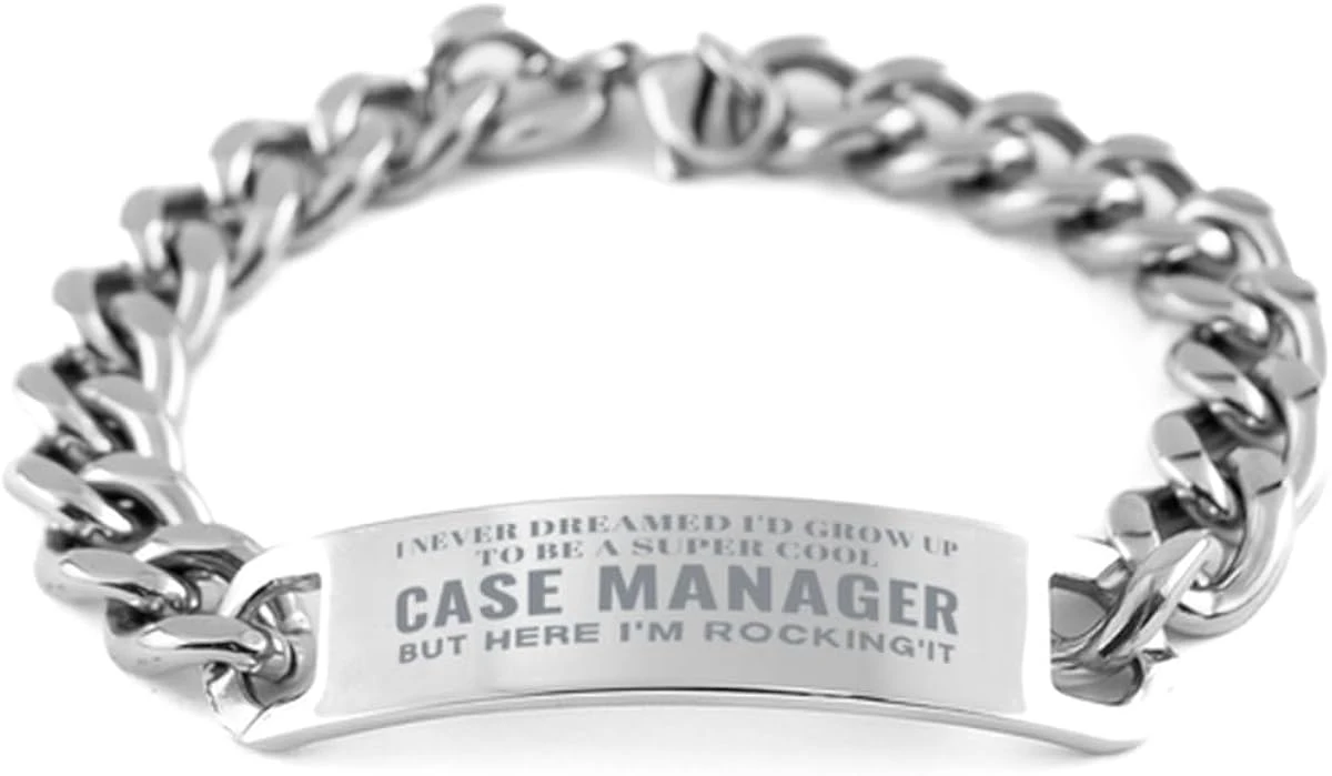 Sarcastic Case Manager Christmas Coworker Gifts, To My Case Manager Cuban Chain Stainless Steel Bracelet Engraved Gifts, Birthday Gifts For Case Manager I Never Dreamed I'd Grow Up To Be A Super Cool 3 Sarcastic Case Manager Christmas Coworker Gifts, To My Case Manager Cuban Chain Stainless Steel Bracelet Engraved Gifts, Birthday Gifts For Case Manager I Never Dreamed I'd Grow Up To Be A Super Cool
