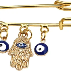 Evil Eye Palm Safety Pins Brooch Pin For Women Girl Fashion Enamel Lapel Pins Cute Dress Accessories Birthday Christmas Jewelry Dainty Gift