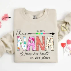 IZI POD Personalized Grandma Sweatshirt, This Nana Wears Her Heart On Her Sleeve, Nana Sweater, Valentines Gifts, Sweatshirt Nana, Mother's Day Shirt, Christmas Shirt For Women -Xmas Mart Sales 518w7WevgSL. AC UL1140