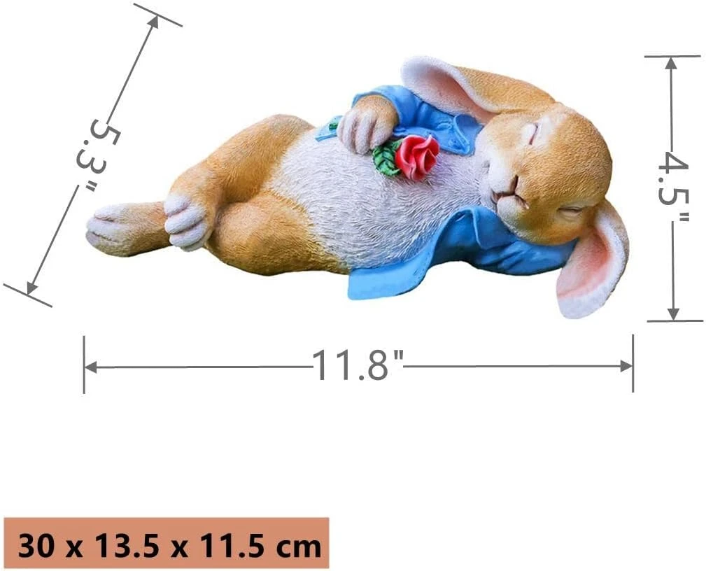 IRonrain Garden Statues Rabbit, Fantasy Bunny Outdoor Art Décor Animal Figurines Ornament For Thanksgiving Day, Christmas Statue Decorations For Garden Yard Lawn Indoor Sculpture (Blue) 4 IRonrain Garden Statues Rabbit, Fantasy Bunny Outdoor Art Décor Animal Figurines Ornament For Thanksgiving Day, Christmas Statue Decorations For Garden Yard Lawn Indoor Sculpture (Blue) - Image 2