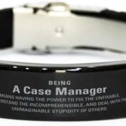 Keepsake Case Manager Christmas Present For Case Manager Black Glidelock Clasp Bracelet Gifts, Being Case Manager Means Having The Power To Fix The Unfixable And Deal With The Unimaginable Stupidity