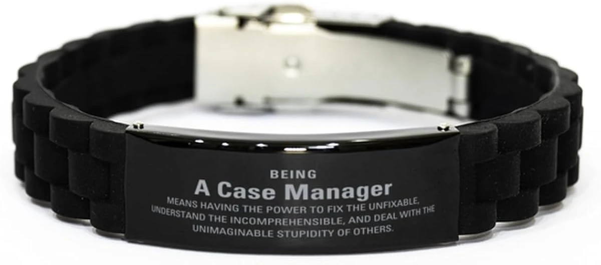 Keepsake Case Manager Christmas Present For Case Manager Black Glidelock Clasp Bracelet Gifts, Being Case Manager Means Having The Power To Fix The Unfixable And Deal With The Unimaginable Stupidity 3 Keepsake Case Manager Christmas Present For Case Manager Black Glidelock Clasp Bracelet Gifts, Being Case Manager Means Having The Power To Fix The Unfixable And Deal With The Unimaginable Stupidity