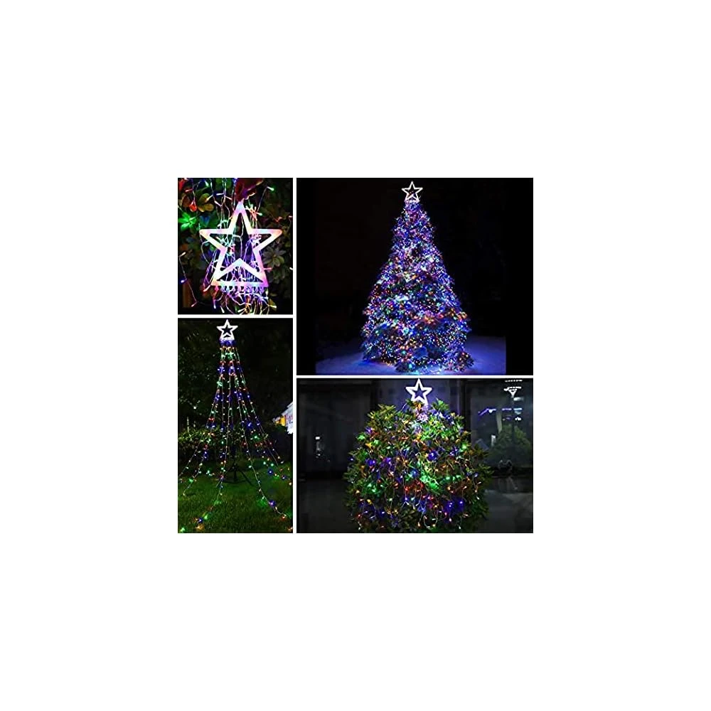 Outdoor Christmas Decorations Star String Lights, 317 LED 11.5 Ft Waterfall Tree Lights With 8 Memory Lighting Modes&Timer Christmas Star Lights For Yard Indoor, Festival, Party, Christmas Decorations 8 Outdoor Christmas Decorations Star String Lights, 317 LED 11.5 Ft Waterfall Tree Lights With 8 Memory Lighting Modes&Timer Christmas Star Lights For Yard Indoor, Festival, Party, Christmas Decorations - Image 6