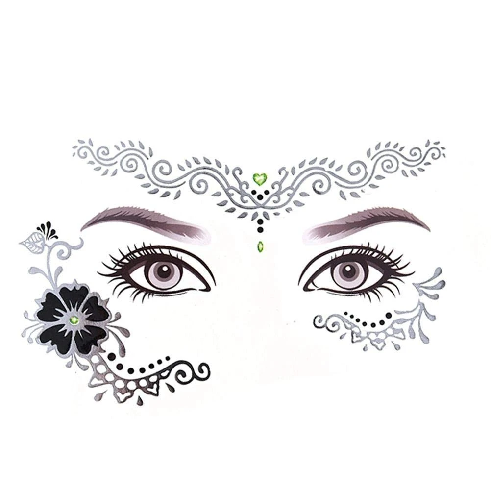 8 Pack Face Temporary Tattoo Waterproof Makeup Tattoo Stickers On Face Eye Forehead Body For Halloween Christmas Stage Masquerade Party 7 8 Pack Face Temporary Tattoo Waterproof Makeup Tattoo Stickers On Face Eye Forehead Body For Halloween Christmas Stage Masquerade Party - Image 5
