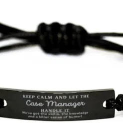 GENERIC Badass Case Manager Gifts, Case Manager Black Rope Bracelet, Keepsake Gifts For Case Manager, Birthday Christmas Gifts For Coworkers Keep Calm And Let The Case Manager Handle It. We've Got The Skills