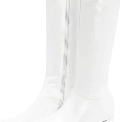 CELNEPHO Women's Fashion Knee High Boots, Round Toe Slim Chunky Mid Heel Platform Costume Mid Calf Go Go Boots For Christmas