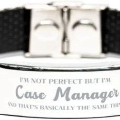 Sarcastic Case Manager Gifts, Coworker Case Manager Stainless Steel Bracelet, Cheap Gifts For Case Manager Bracelet Birthday Christmas Gifts I'm Not Perfect But I'm Case Manager And That's Basically