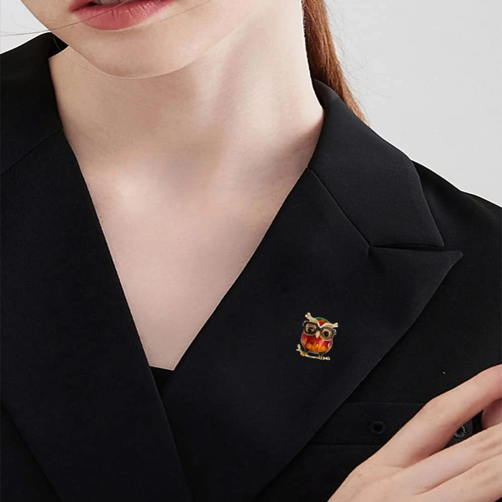 Enamel Owl Bird Brooch Pin For Women Girls Fashion Red Green Animal Brooches Lapel Pins Cute Dress Accessories Holiday Birthday Christmas Party Jewelry Unisex Gift Souvenir For Teacher Student 5 Enamel Owl Bird Brooch Pin For Women Girls Fashion Red Green Animal Brooches Lapel Pins Cute Dress Accessories Holiday Birthday Christmas Party Jewelry Unisex Gift Souvenir For Teacher Student - Image 3