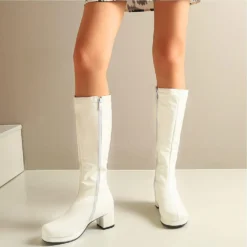 CELNEPHO Women's Fashion Knee High Boots, Round Toe Slim Chunky Mid Heel Platform Costume Mid Calf Go Go Boots For Christmas -Xmas Mart Sales 51PzQYYRlSL. AC UL1001