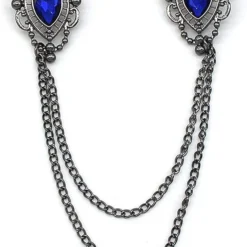 Antique Collar Clips Brooches Lapel Pins For Women Girls Unisex Vintage Elegant Enameled Flower Imitation Pearl Blue Rhinestone Layered Tassel Chain Drop Dangling Necktie Tie Shawl Scarf Dress Accessories Jewelry Christmas Birthday