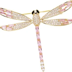 T-shaped Zircon Crystal Pink Dragonfly Brooch All-match Silk Scarf Clothing Broches & Pins Jewelry Christmas Gift