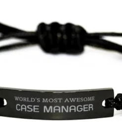GENERIC Funny Case Manager Gifts, World's Most Awesome Case Manager, Sarcasm Unique Birthday Christmas Black Rope Bracelet For Case Manager, Coworkers, Men, Women, Friends