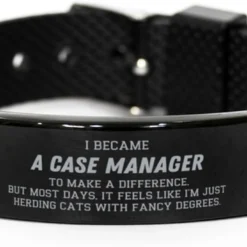 GENERIC Perfect Case Manager Gifts, Case Manager Black Shark Mesh Bracelet, Inspirational Gifts For Case Manager, Birthday Christmas Gifts For Coworkers I Became Case Manager To Make A Difference, But Most