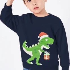 DDSOL Toddler Little Boy Girl Christmas Sweatshirt Kid Xmas Ugly Reindeer Santa Dinosaur Shirt Clothes Long Sleeve Tee Tops -Xmas Mart Sales 51Uj lmYDLL. AC UL1099