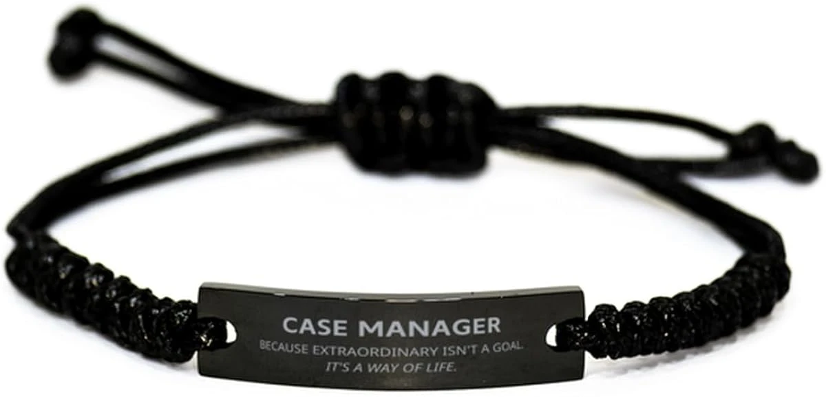 GENERIC Funny Case Manager Gifts, Because Extraordinary Isn't A Goal, Inspirational Unique Birthday Christmas Black Rope Bracelet For Case Manager, Coworkers, Men, Women, Friends 3 GENERIC Funny Case Manager Gifts, Because Extraordinary Isn't A Goal, Inspirational Unique Birthday Christmas Black Rope Bracelet For Case Manager, Coworkers, Men, Women, Friends