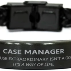 GENERIC Funny Case Manager Gifts, Because Extraordinary Isn't A Goal, Inspirational Unique Birthday Christmas Braided Leather Bracelet For Case Manager, Coworkers, Men, Women, Friends