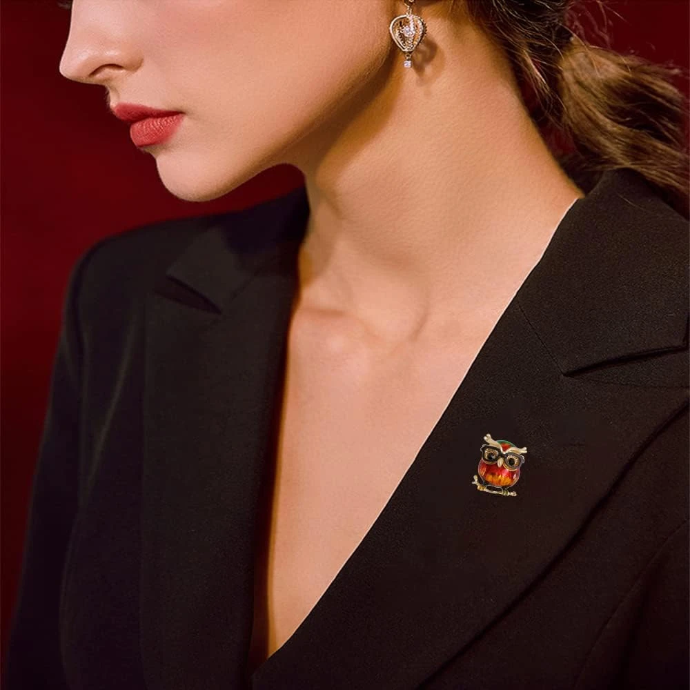 Enamel Owl Bird Brooch Pin For Women Girls Fashion Red Green Animal Brooches Lapel Pins Cute Dress Accessories Holiday Birthday Christmas Party Jewelry Unisex Gift Souvenir For Teacher Student 6 Enamel Owl Bird Brooch Pin For Women Girls Fashion Red Green Animal Brooches Lapel Pins Cute Dress Accessories Holiday Birthday Christmas Party Jewelry Unisex Gift Souvenir For Teacher Student - Image 4