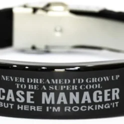 Sarcasm Case Manager Christmas Coworker Engraved Gifts, To My Case Manager Black Glidelock Clasp Bracelet Gifts, Birthday Gifts For Case Manager I Never Dreamed I'd Grow Up To Be A Super Cool Case