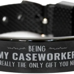 GENERIC Badass Caseworker Christmas Gifts, To My Caseworker Black Shark Mesh Bracelet Engraved Gifts, Coworker Birthday Gifts For Caseworker Being My Caseworker Is Really The Only Gift You Need