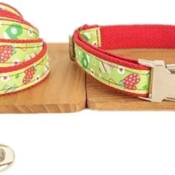 Yisatann Dog Collar Leash Nylon Christmas Dog Collar Leash Pet Necklace Adjustable Dog Collars For Big Small Dogs-M