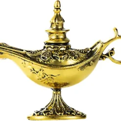 Vintage Aladdin Genie Lamp Brooch Pin For Women Girl Fashion Gold Tone Unique Crafts Lapel Pins Dress Accessories Birthday Christmas Party Jewelry Gift