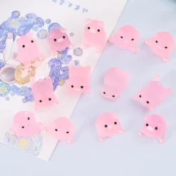 12Pieces Mini Resin Glow Pig Mini Portrait Mini Fairy Garden Landscape Aquarium Decorative Pot Decoration DIY Christmas Birthday Party Clay Amulet (Pink) -Xmas Mart Sales 51cR7JJoL. AC SL1000