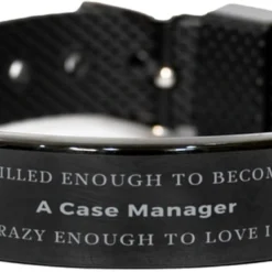 GENERIC Funny Case Manager Gifts, Skilled Enogh To Become Case Manager, Sarcasm Unique Birthday Christmas Black Shark Mesh Bracelet For Case Manager, Coworkers, Men, Women, Friends