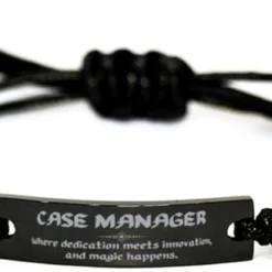 GENERIC Christmas Case Manager Birthday Gifts For Case Manager Black Rope Bracelet Engraved, Case Manager: Where Dedication Meets Innovation, And Magic Happens, Case Manager Appropriate Gifts For Coworkers