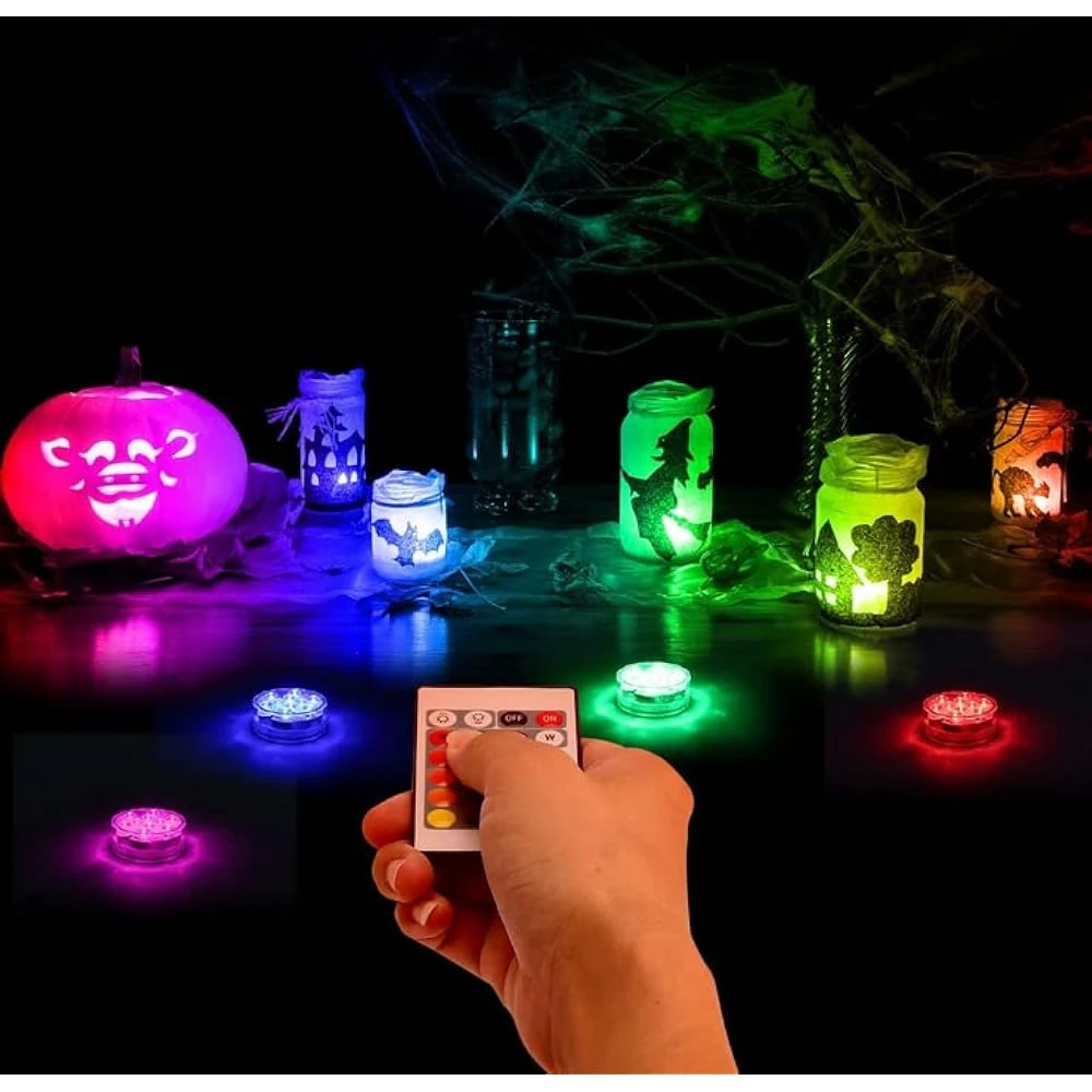 Hitopin Submersible LED Lights, 4PCS Waterproof Underwater Remote Controlled Battery Operated Wireless, Multicolor Submersible Led Lights For Christmas, Pond, Party, Wedding, Vase Base Decorations 9 Hitopin Submersible LED Lights, 4PCS Waterproof Underwater Remote Controlled Battery Operated Wireless, Multicolor Submersible Led Lights For Christmas, Pond, Party, Wedding, Vase Base Decorations - Image 7