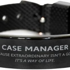 GENERIC Funny Case Manager Gifts, Because Extraordinary Isn't A Goal, Inspirational Unique Birthday Christmas Black Shark Mesh Bracelet For Case Manager, Coworkers, Men, Women, Friends