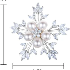 EleQueen Women's Silver-Tone CZ Simulated Pearl Winter Snowflake Christmas Brooch Pin Ivory Color -Xmas Mart Sales 51kmii9lWBL. AC UL1200