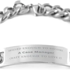 GENERIC Funny Case Manager Gifts, Skilled Enogh To Become Case Manager, Sarcasm Unique Birthday Christmas Cuban Chain Stainless Steel Bracelet For Case Manager, Coworkers, Men, Women, Friends