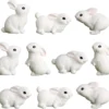 BLAPNK 10pcs Mini Rabbit Animal Figures Toy Easter Egg Cake Toppers, Miniature Rabbit Figurines Fairy Garden Moss Landscape DIY Terrarium Crafts Ornament, Cake Decoration Christmas Birthday Gift