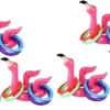NOLITOY Toss Hoop Game 6 Sets Flamingo Ferrule Summer Rings Basketball Toys Christmas Toys Hoop Ring Toss Game Ring Toss Game Toy Kid Ring Toss Game Toy Flamingo Throwing Ring Toy