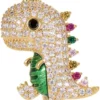 Cute Dinosaur Sparkly CZ Brooches Pins Delicate Luxury Cartoon Animal Brooch Classic For Party Dance Banquet For Women Ladies Girls Dainty Elegant Beautiful Lapel Pins Scarf Clips Collar Neck Tie Dress Suit Shirt Ceremony Clothes Accessories Jewelry Mother's Day Valentine's Day Decor Christmas Birthday Daughter Gifts