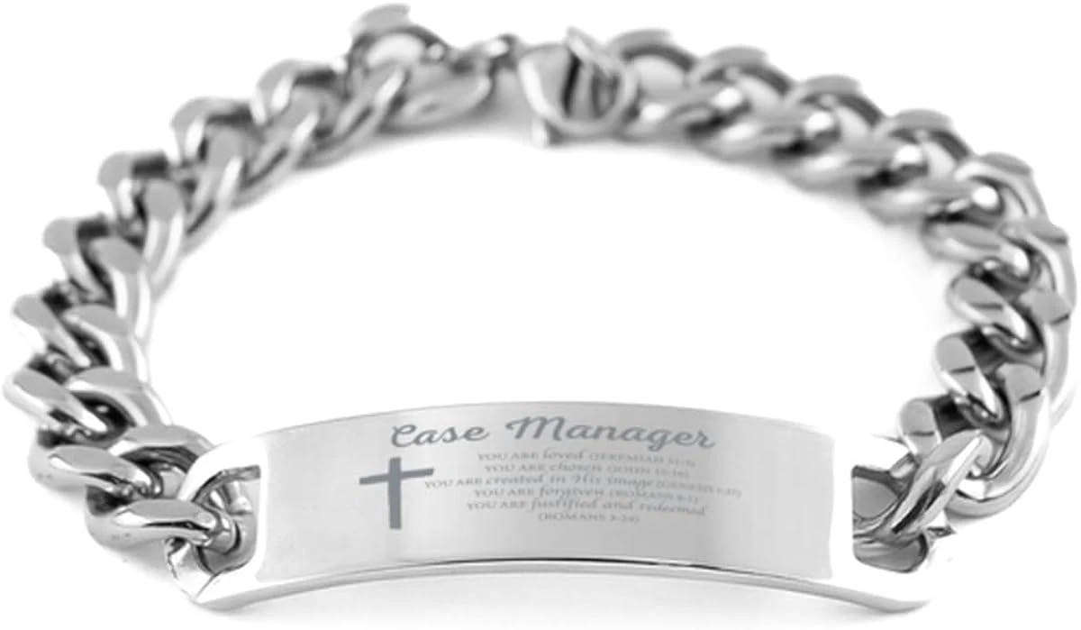 GENERIC Inspirational Case Manager Gifts, Case Manager Cuban Chain Bracelet Religious Bible Verse Case Manager You Are Loved, You Are Chosen Romans 3:24, Case Manager Faith Christian Baptism Christmas 3 GENERIC Inspirational Case Manager Gifts, Case Manager Cuban Chain Bracelet Religious Bible Verse Case Manager You Are Loved, You Are Chosen Romans 3:24, Case Manager Faith Christian Baptism Christmas