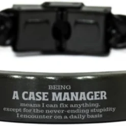 GENERIC Gag Case Manager Gifts, Case Manager Braided Leather Bracelet, Sarcasm Gifts For Case Manager, Birthday Christmas Gifts For Coworkers Being Case Manager Means I Can Fix Anything, Except For The
