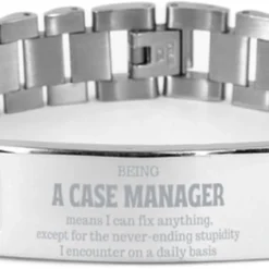 GENERIC Gag Case Manager Gifts, Case Manager Ladder Stainless Steel Bracelet, Sarcasm Gifts For Case Manager, Birthday Christmas Gifts For Coworkers Being Case Manager Means I Can Fix Anything, Except For The