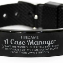 GENERIC Case Manager Black Shark Mesh Bracelet Gifts For Case Manager Sarcastic Gifts For Case Manager, Birthday Christmas Gifts For Coworkers I Became Case Manager To Save The World, But Little Did I Know