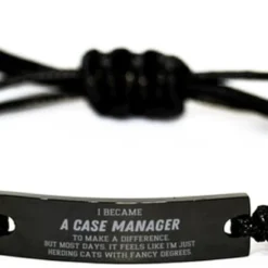 GENERIC Perfect Case Manager Gifts, Case Manager Black Rope Bracelet, Inspirational Gifts For Case Manager, Birthday Christmas Gifts For Coworkers I Became Case Manager To Make A Difference, But Most Days, It