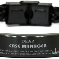 GENERIC Motivational Case Manager Gifts, Case Manager Braided Leather Bracelet, Unique Gifts For Case Manager, Birthday Christmas Gifts For Friend Coworkers Dear Case Manager, You're Like A Unicorn In A World